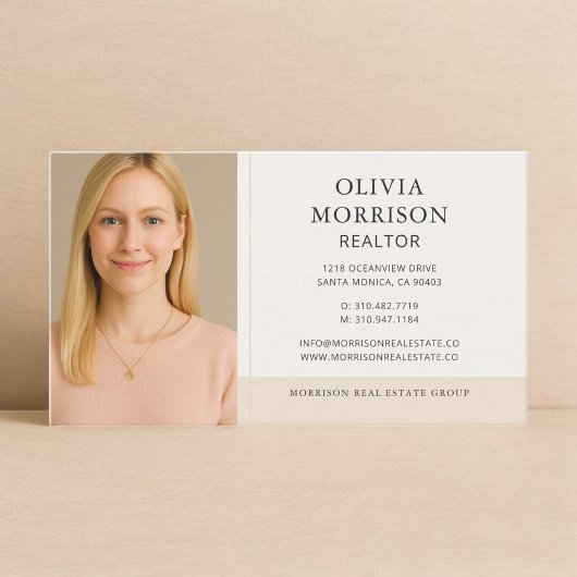 Carte De Visite Realtor Neutral Beige Photo