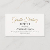 Carte De Visite  Realtor Neutral Gold Photo Monogram QR Code  (Dos)