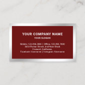 Carte De Visite Réaltor photo immobilier en argent rouge foncé (Dos)