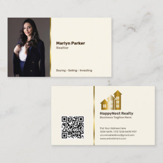 Carte De Visite Realtor Photo personnelle, Code QR, Logo Blancs ca