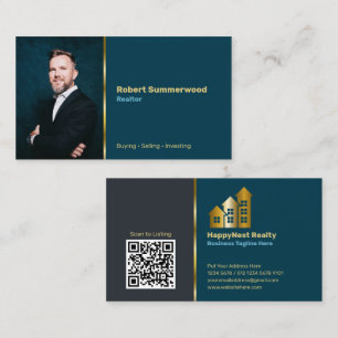 Carte De Visite Realtor Photo personnelle, Code QR, Logo Marine Bl