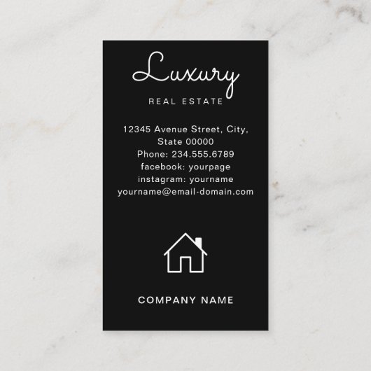 Carte De Visite Realtor Real Estate Agent Ajouter Monogramme photo (Dos)