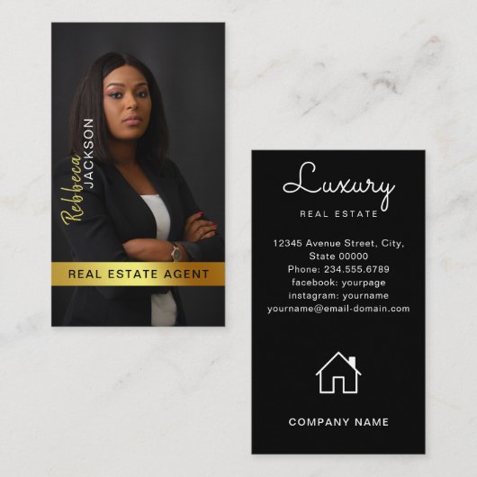 Carte De Visite Realtor Real Estate Agent Ajouter Monogramme photo (Devant / Derrière)
