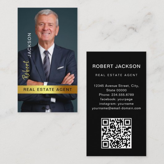 Carte De Visite Realtor Real Estate Agent Professional QR Code (Devant / Derrière)