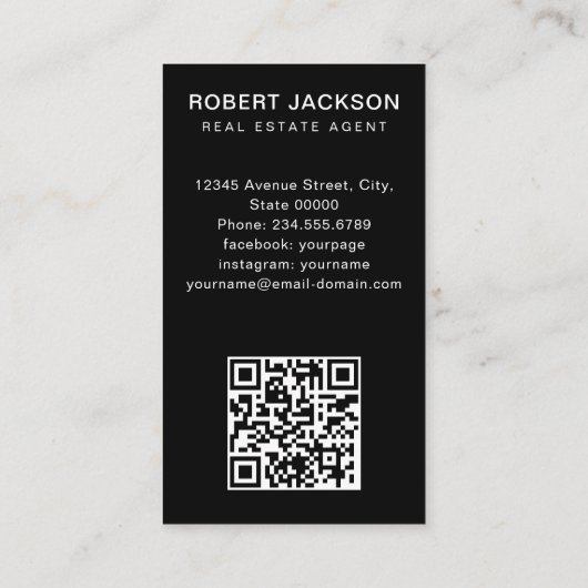 Carte De Visite Realtor Real Estate Agent Professional QR Code (Dos)