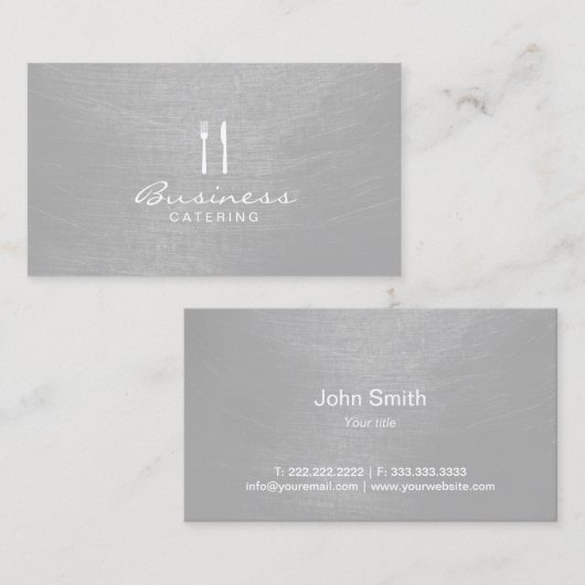 Carte De Visite Réception moderne Silver Brossé Texture (Devant / Derrière)