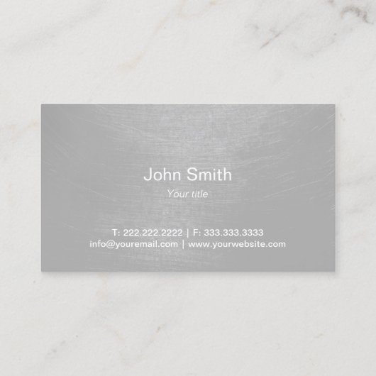 Carte De Visite Réception moderne Silver Brossé Texture (Dos)