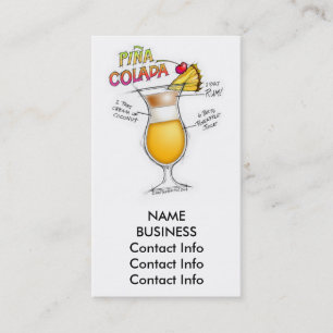 CARTE DE VISITE RECETTE DE PINA COLADA COCKTAIL ART