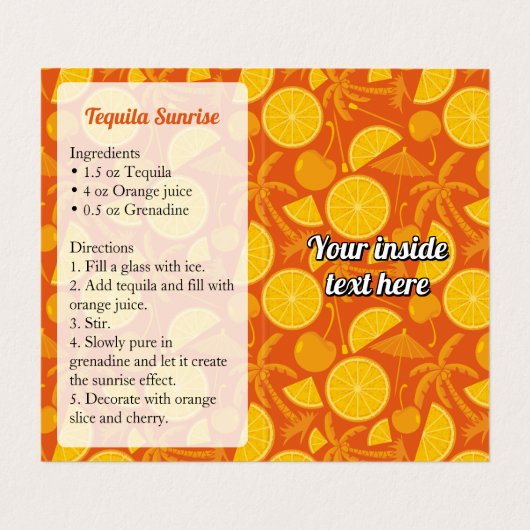 Carte De Visite Recette Tequila Sunrise (Intérieur déplié)