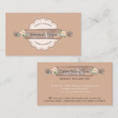 Carte De Visite Recettes maison Boulangerie Rolling Pin Floral (Devant / Derrière)