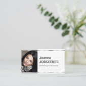 Carte De Visite Recherche d'emploi classique minimal élégant blanc (Debout devant)