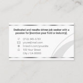 Carte De Visite Recherche d'emploi classique minimal élégant blanc (Dos)