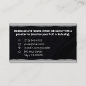 Carte De Visite Recherche d'emploi classique minimal élégant Noir (Dos)