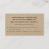 Carte De Visite Recherche d'emploi classique Minimum papier Kraft  (Dos)