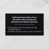 Carte De Visite Recherche d'emploi classique Papier Kraft noir ord (Dos)