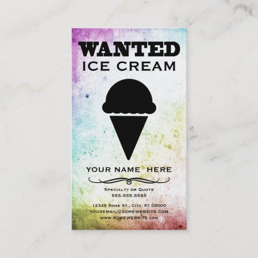 Carte De Visite recherché : glace (Devant)