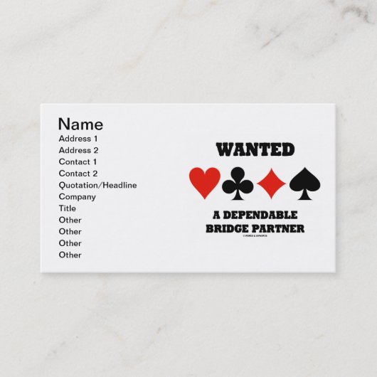 Carte De Visite Recherché Un Partenaire Pont Fiable (Costumes De C (Devant)