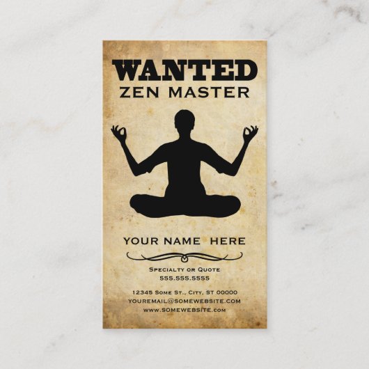 Carte De Visite recherché : zen master (Devant)