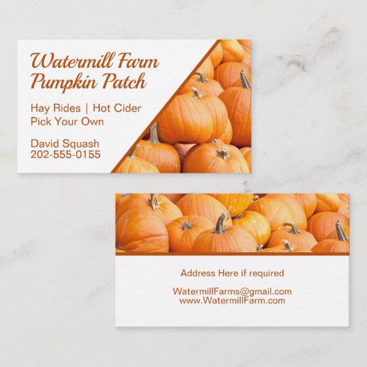 Carte De Visite Récolte de patchs citrouille (Devant / Derrière)