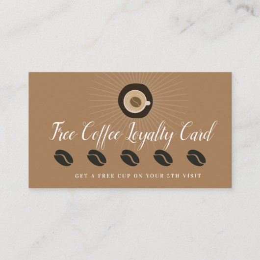 Carte De Visite Récompense de café gratuite Loyauté (Devant)