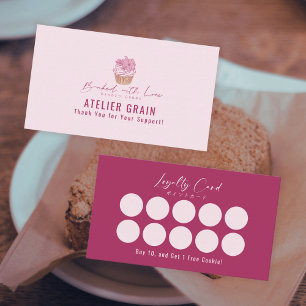 Carte De Visite Récompense de fidélité de la boulangerie de cupcak