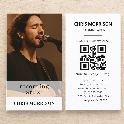 Carte De Visite Recording Artist QR Code Photo