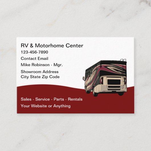Carte De Visite Recreational Motorhomes Sales And Service (Devant)