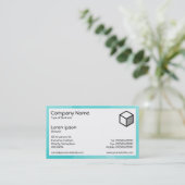 Carte De Visite Rectangle - Courbes Cyan (Debout devant)