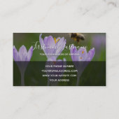 Carte De Visite Rectangle gris de fleurs d'abeilles roses monogram (Dos)