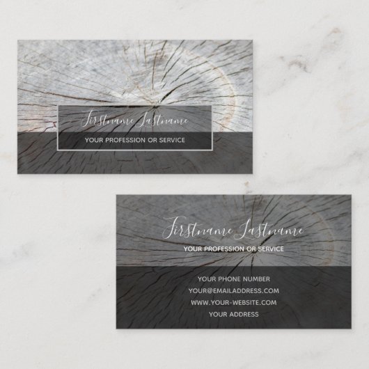 Carte De Visite Rectangle gris de surface de planches rustiques (Devant / Derrière)