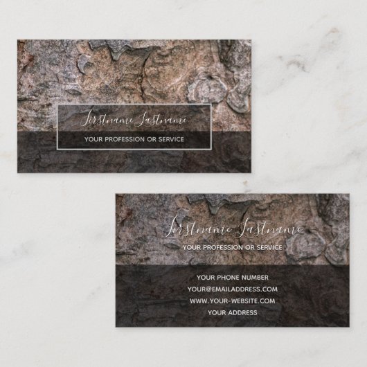 Carte De Visite Rectangle gris de surface d'écorce rustique (Devant / Derrière)