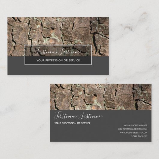 Carte De Visite Rectangle gris de surface d'écorce rustique (Devant / Derrière)