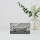 Carte De Visite Rectangle gris de surface rustique en bois (Debout devant)