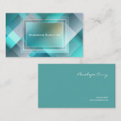 Carte De Visite Rectangle Moderne Géométrique Calqué Teal Futurist (Devant / Derrière)