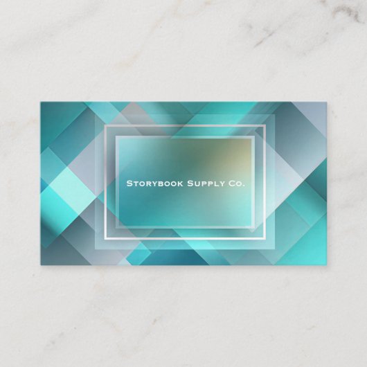 Carte De Visite Rectangle Moderne Géométrique Calqué Teal Futurist (Devant)