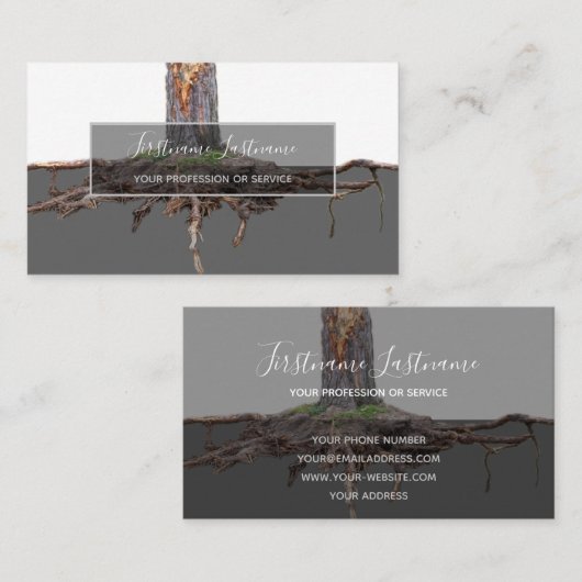 Carte De Visite Rectangle transparent gris des racines d'arbre exc (Devant / Derrière)