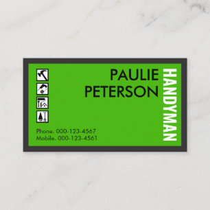 Carte De Visite Rectangle Vert Main-d'œuvre Patron Réparateur