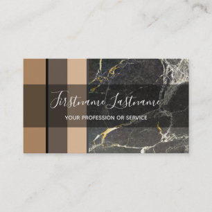 Carte De Visite Rectangles élégants en marbre noir minimal de tons