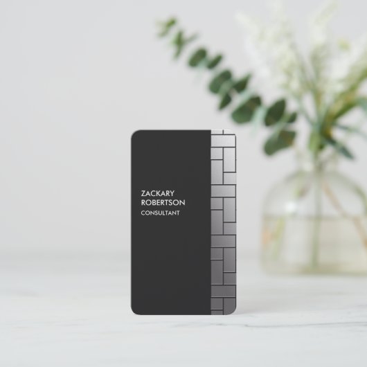 Carte De Visite Rectangles gris Créatif Élégant (Debout devant)