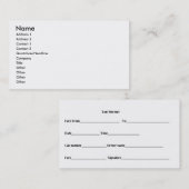 Carte De Visite Reçu de taxi (Devant / Derrière)