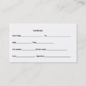 Carte De Visite Reçu de taxi (Dos)