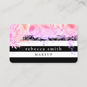 Carte De Visite Recyclage élégant à rayures blanches violettes