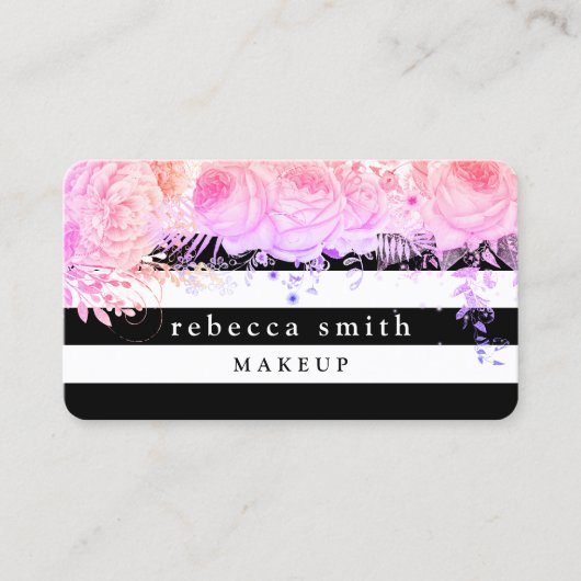 Carte De Visite Recyclage élégant à rayures blanches violettes (Devant)