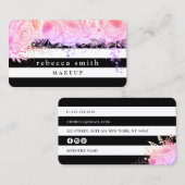 Carte De Visite Recyclage élégant à rayures blanches violettes (Devant / Derrière)