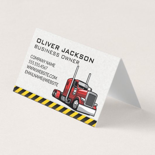 Carte De Visite Red 18 Wheeler | Truck Driver (Devant)