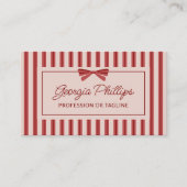 Carte De Visite Red & Almond Stripes & Bow Retro (Devant)