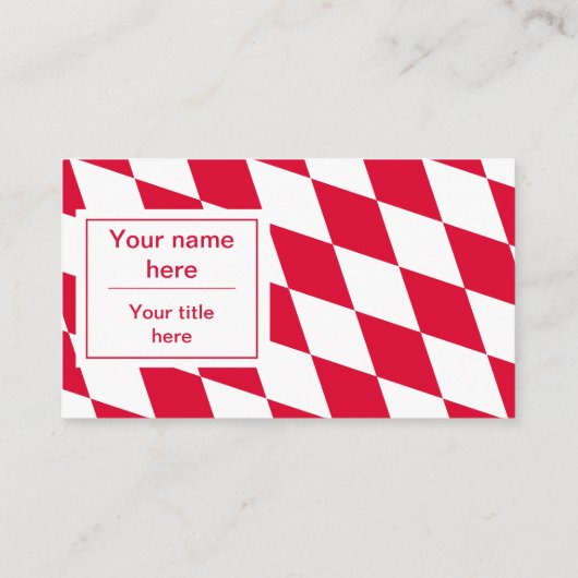 Carte De Visite Red and White Bavarian Diamond Flag Pattern (Dos)