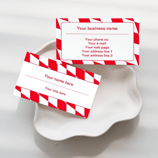 Carte De Visite Red and White Bavarian Diamond Flag Pattern