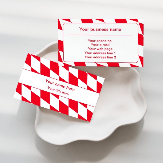 Carte De Visite Red and White Bavarian Diamond Flag Pattern