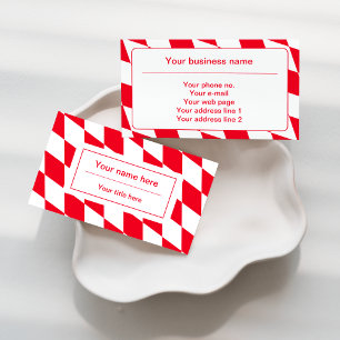 Carte De Visite Red and White Bavarian Diamond Flag Pattern